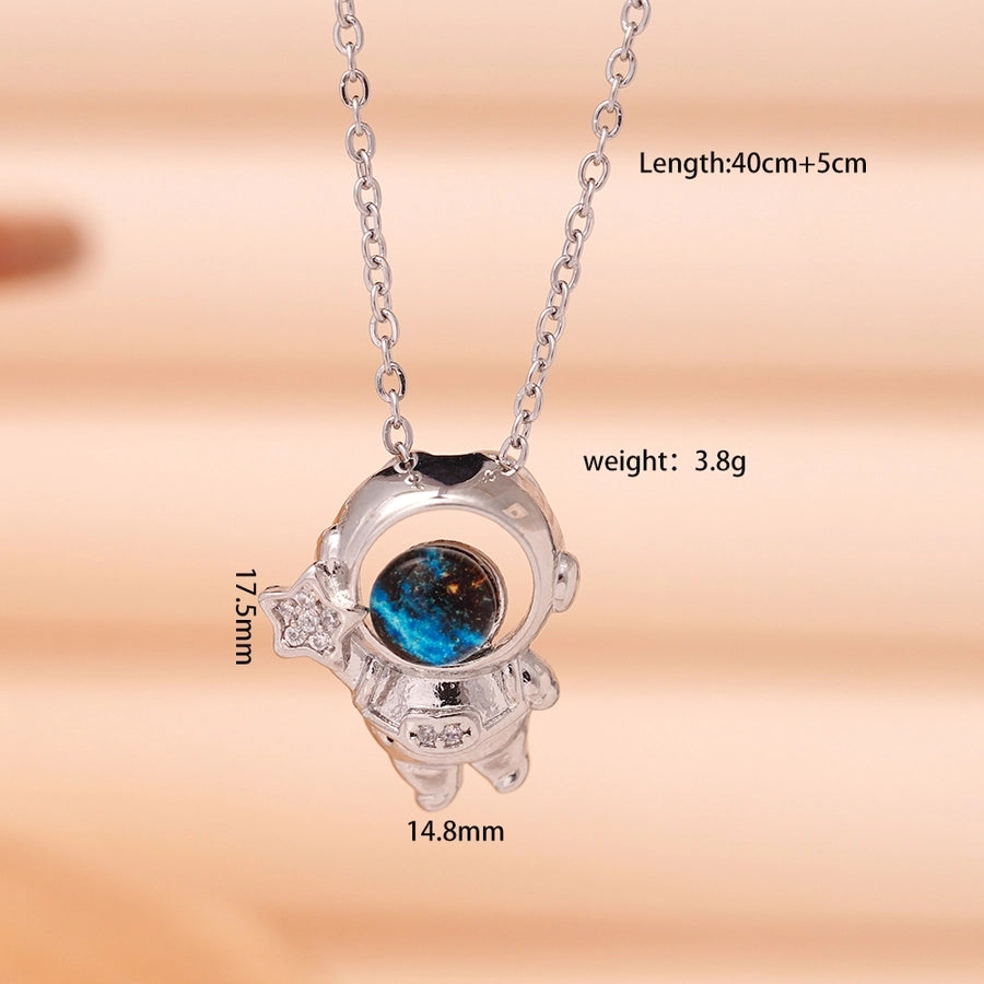 Jewelry Cute IG Style Astronaut Starry Sky 304 Stainless Steel Copper Necklace