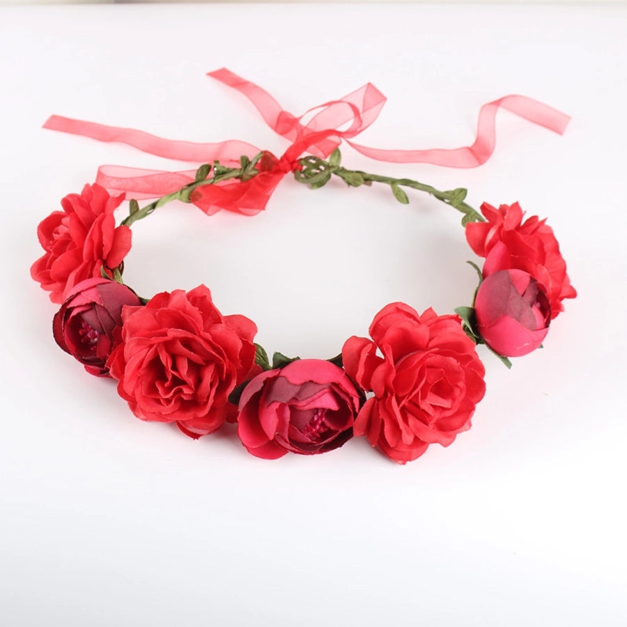 europe and the united states cross-border new headwear bohemian beach rose flower headband bride bridesmaid garland hairband