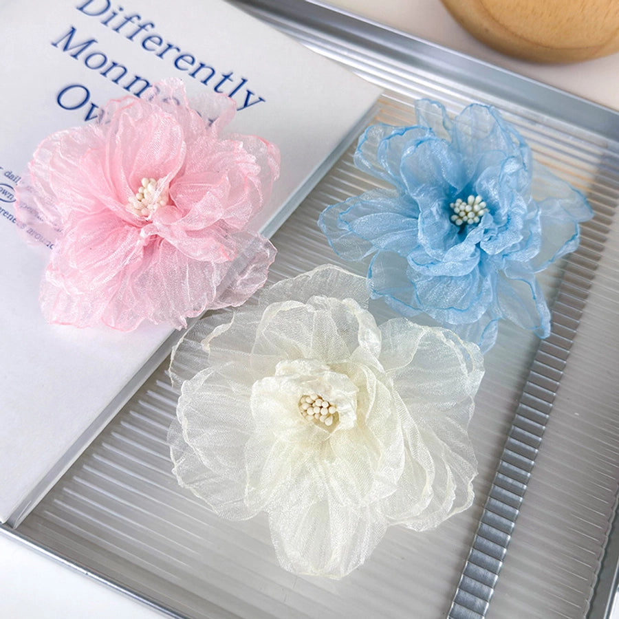 Women's Elegant Romantic Solid Color Gauze Patchwork Hair Clip