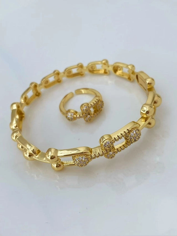 Jewelry Vintage Style Classic Style Geometric Copper Zircon Plating Rings Bracelets