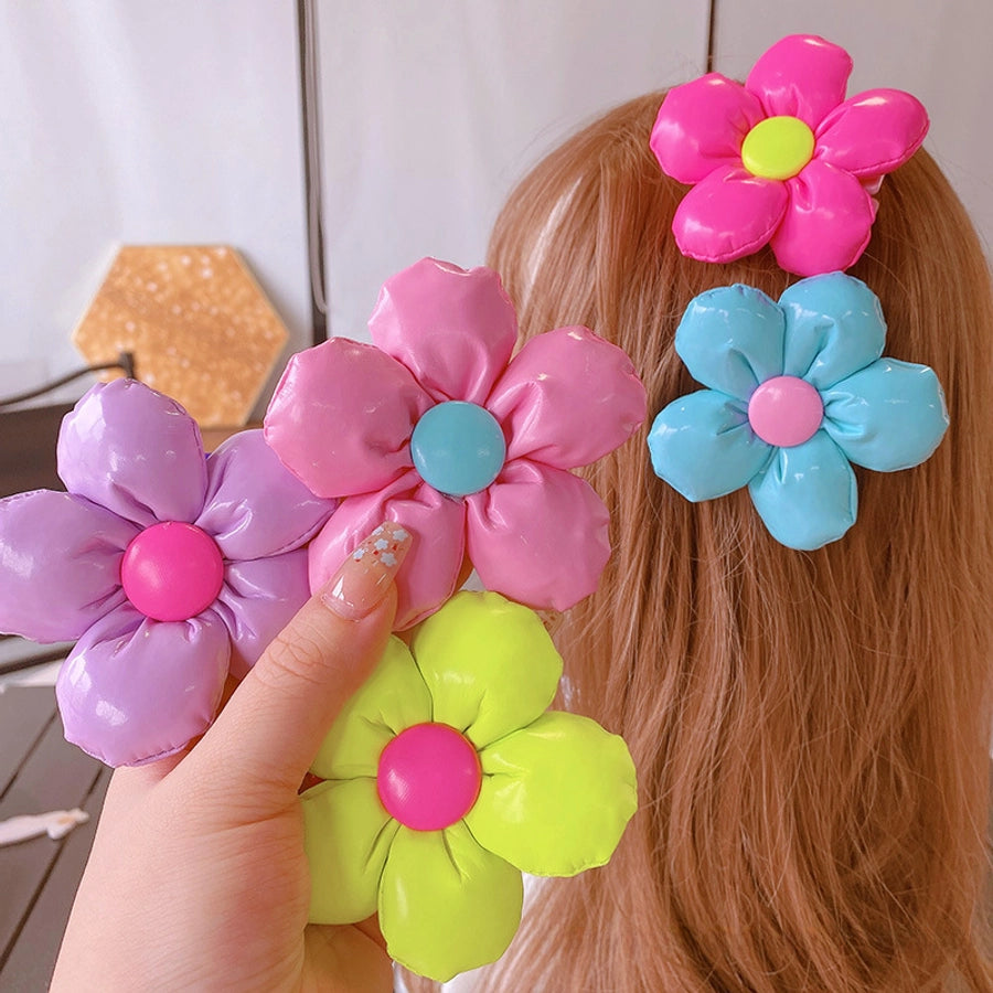 HD7387A02 sweet cool leather three-dimensional five-petal flower hairpin hairpin simple elegant flower duckbill clip hair accessories