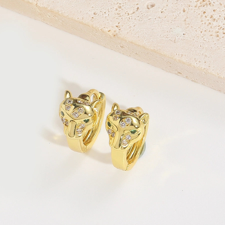 1 Pair Elegant Simple Style Commute Animal Devil's Eye Enamel Inlay Copper Zircon 14K Gold Plated Drop Earrings Earrings