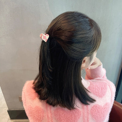 fashion heart checkerboard forehead mini grab clip side hairpin