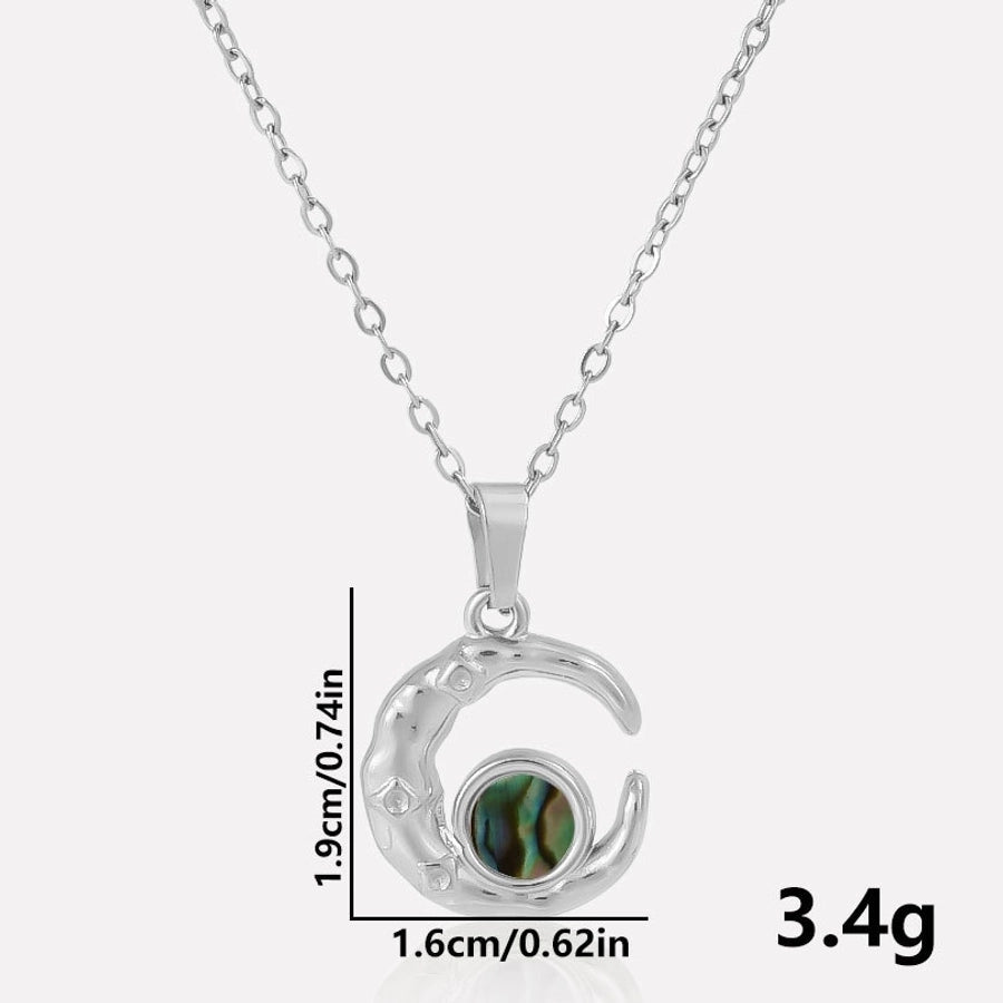 Jewelry Vintage Style Classic Style Moon 304 Stainless Steel Shell Abalone Shell 18K Gold Plated Irregular Plating Pendant Necklace