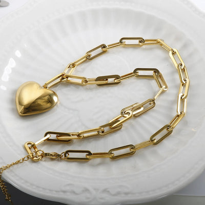 Jewelry Simple Style Heart Shape Titanium Steel Pendant Necklace