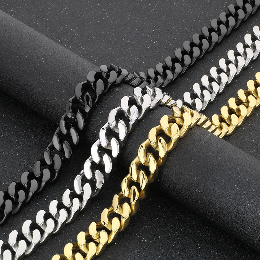 Domineering Fashion Personalized Stainless Steel Vacuum Electroplating Four-Sided Grinding Men's Necklace