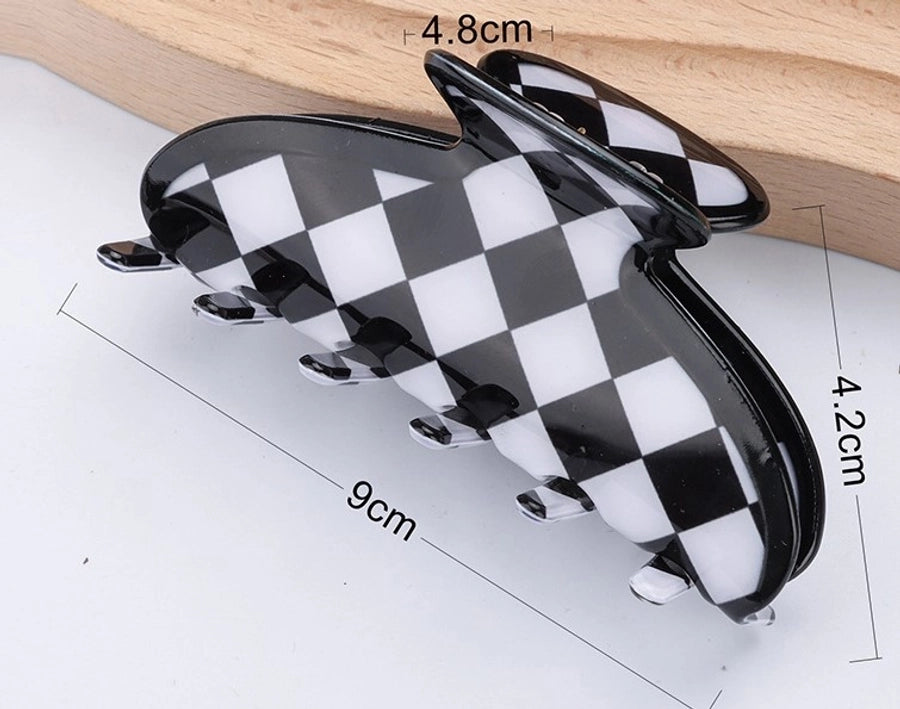 simple style checkered acetic acid sheets hair claws 1 piece