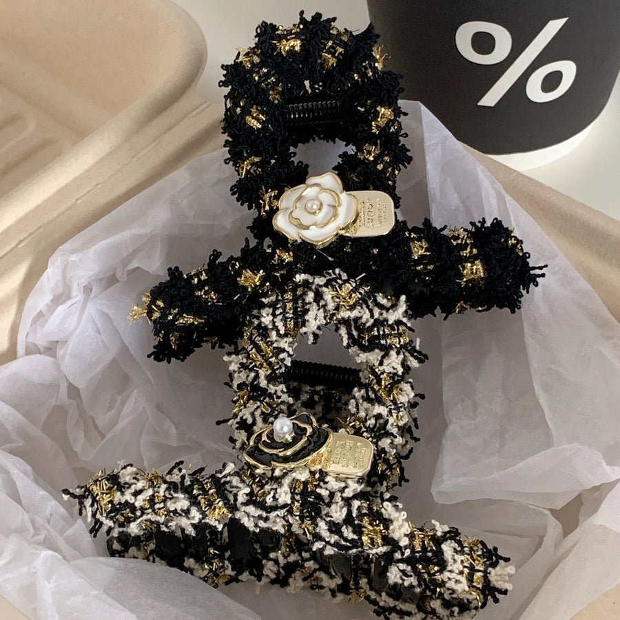 women's princess cute sweet flower plastic cloth inlaid pearls hair claws