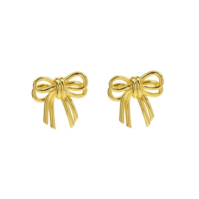 1 Pair IG Style Bow Knot Copper 18K Gold Plated Earrings