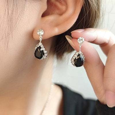 Jewelry Lady Streetwear Water Droplets Copper Earrings Necklace Jewelry Set