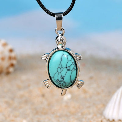 Elegant Simple Style Animal natural stone Leather rope Natural Stone  Pendant Necklace In Bulk