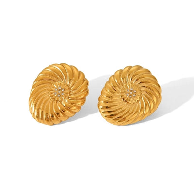 1 Pair IG Style Classic Style Round Flower Thread 304 Stainless Steel Titanium Steel 18K Gold Plated Ear Studs