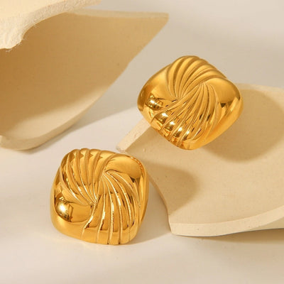 1 Pair Retro Luxurious Geometric Mixed Metal Plating 304 Stainless Steel 18K Gold Plated Ear Studs