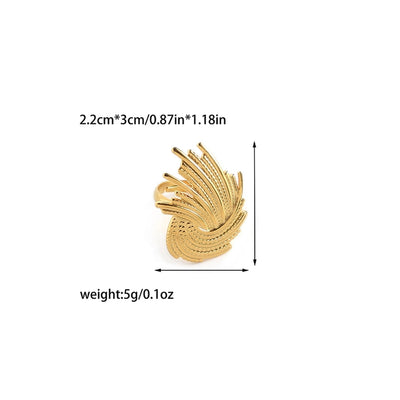 Jewelry Casual Retro Sun Swirl Pattern Butterfly 304 Stainless Steel 14K Gold Plated Open Rings