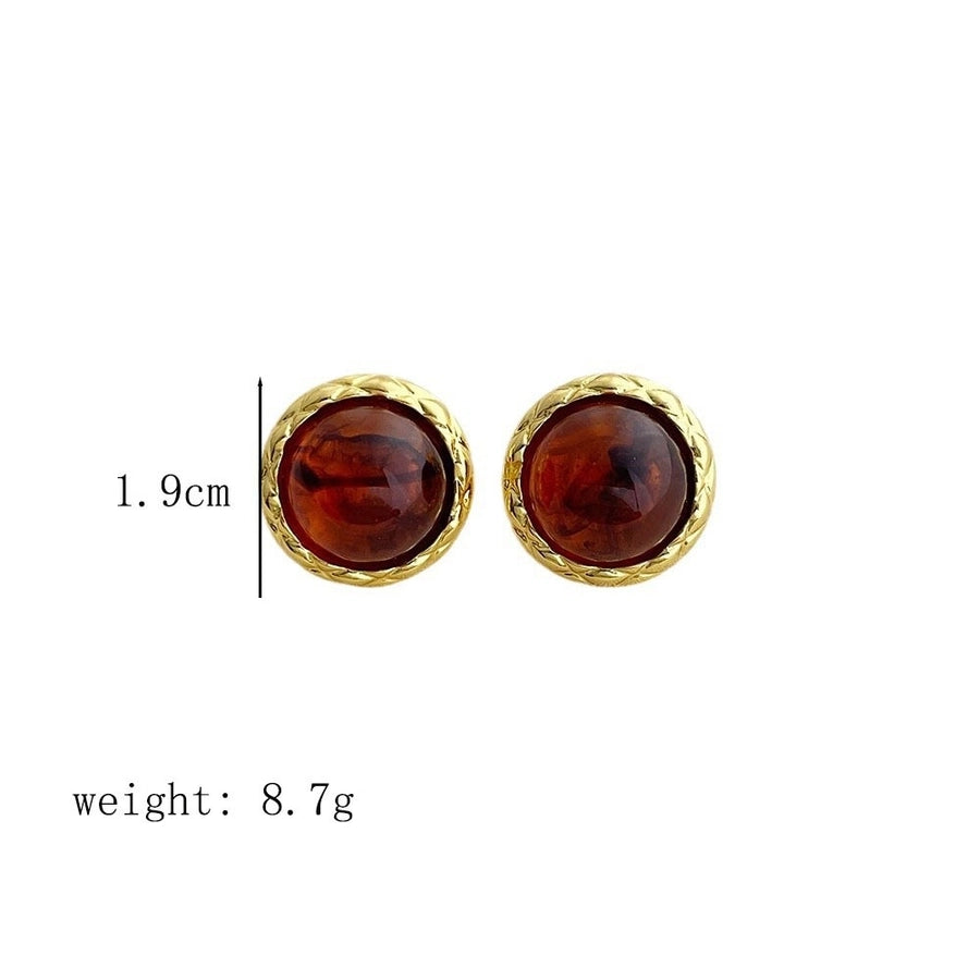 1 Pair Streetwear Geometric Inlay Alloy Resin 18K Gold Plated Ear Studs