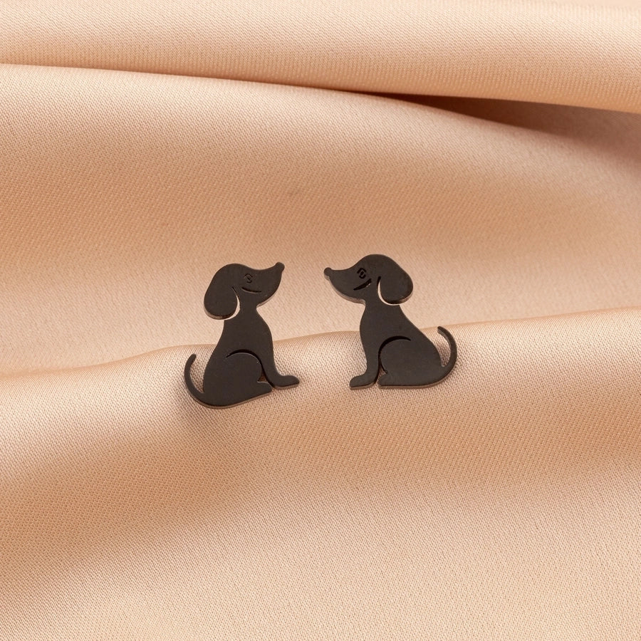 1 Pair Cute Simple Style Dog Polishing 304 Stainless Steel 18K Gold Plated Ear Studs