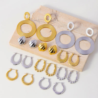 1 Pair Streetwear Geometric 304 Stainless Steel 18K Gold Plated Earrings