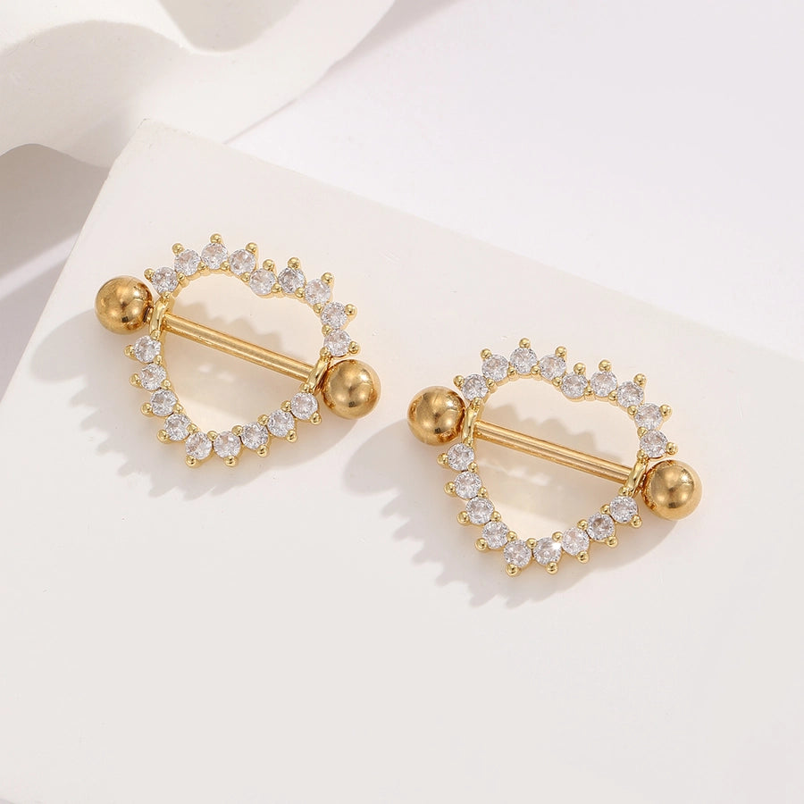 1 Pair Ear Cartilage Rings & Studs Modern Style Shiny Heart Shape 304 Stainless Steel Inlay Zircon Ear Cartilage Rings & Studs