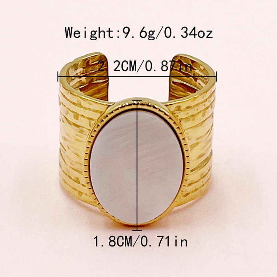 Jewelry Elegant Vacation Simple Style Sun Square Oval 304 Stainless Steel Shell 14K Gold Plated Inlay Open Rings