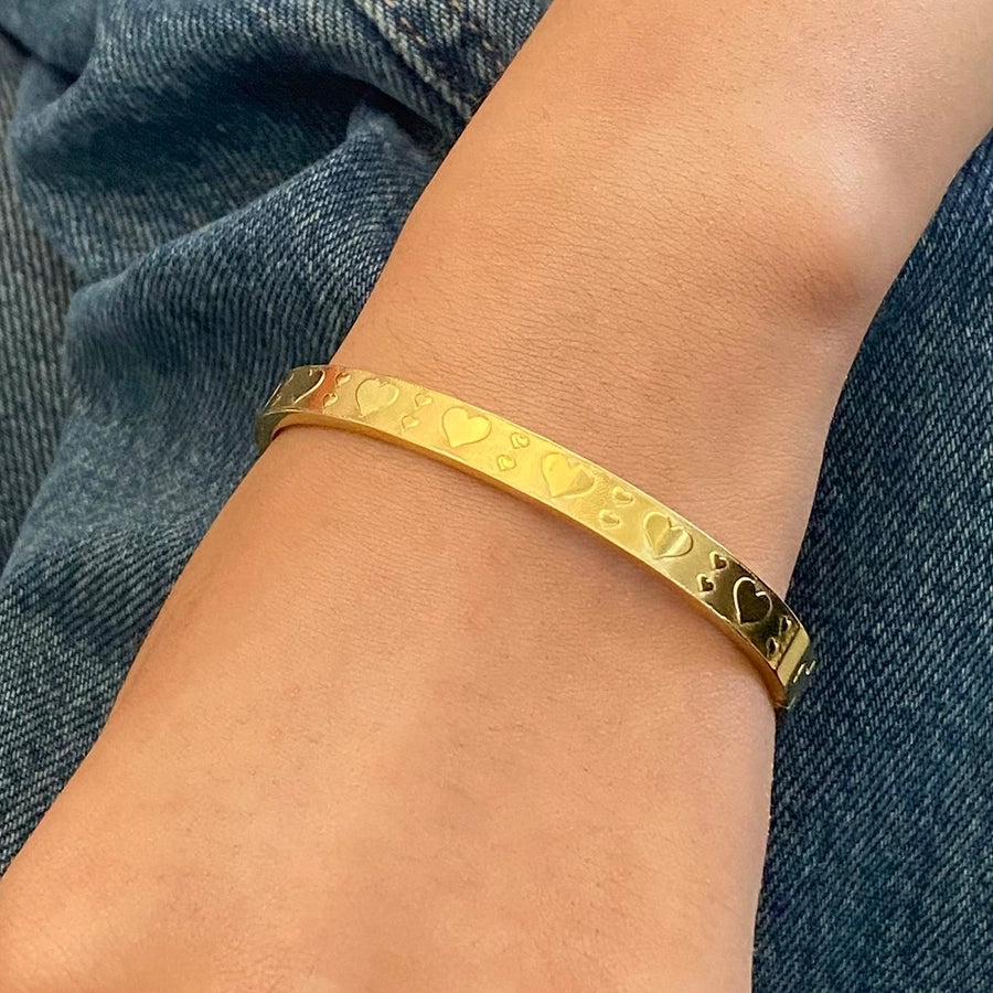 Simple Style Heart Shape 304 Stainless Steel Bangle In Bulk