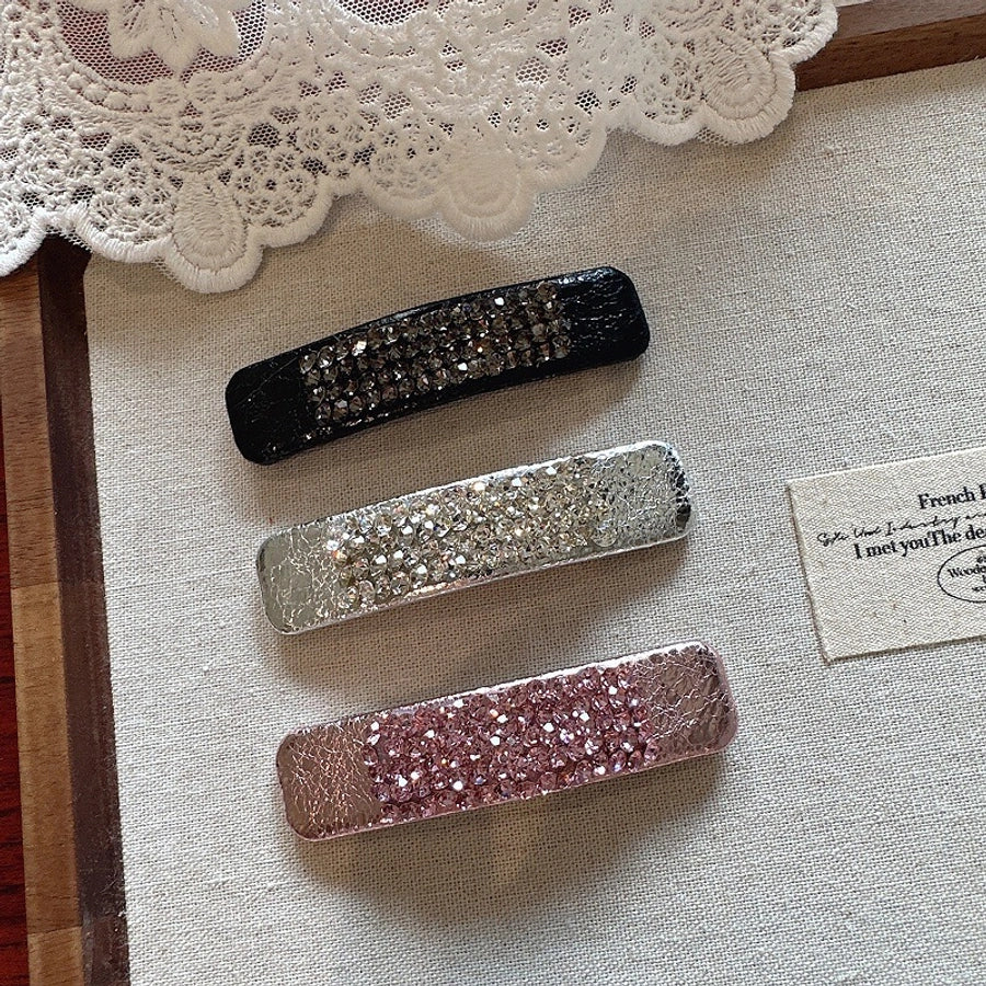 Women's Simple Style Solid Color Rhinestone Hair Clip