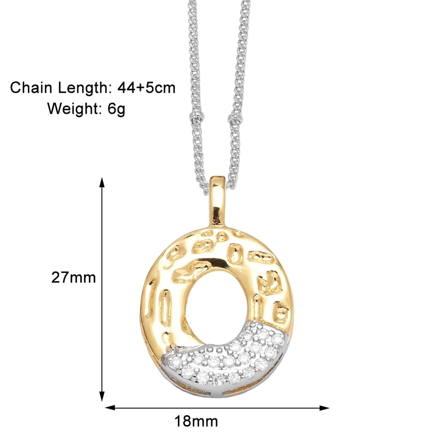 Jewelry Modern Style Simple Style letter 201 Stainless Steel Copper Zircon 18K Gold Plated Mixed Metal Inlay Pendant Necklace