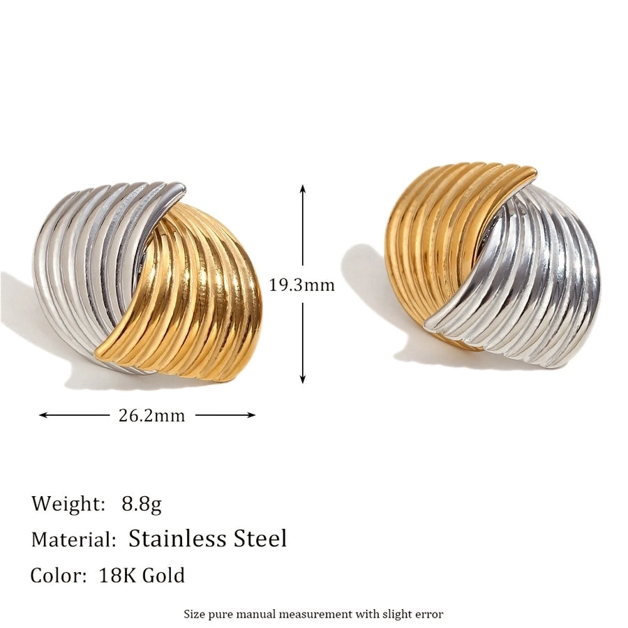 1 Pair Simple Style Geometric Mixed Metal 304 Stainless Steel 18K Gold Plated Ear Studs
