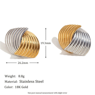 1 Pair Simple Style Geometric Mixed Metal 304 Stainless Steel 18K Gold Plated Ear Studs