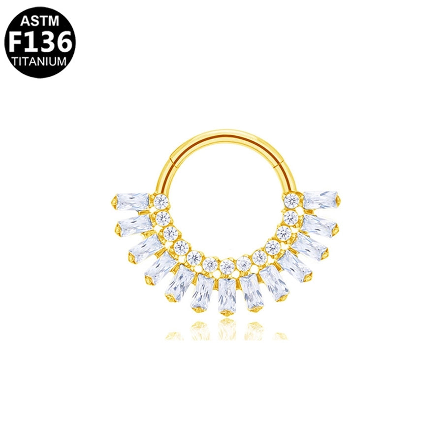 1 Piece Nose Rings & Studs Luxurious Shiny Round Pure Titanium Titanium Alloy Zircon 14K Gold Plated White Gold Plated Ear Cartilage Rings & Studs Nose Rings & Studs