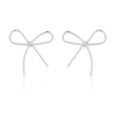 Women's bowknot earrings  lightweight  simple butterfly fashion elegant simple line ear studs earrings