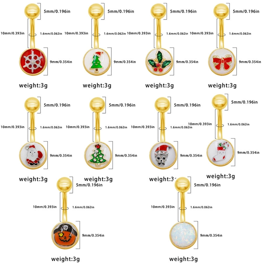 1 Piece Belly Rings Punk Simple Style Artistic Maple Leaf Rose 316 Stainless Steel  Alloy Epoxy Acrylic Rhinestones 18K Gold Plated