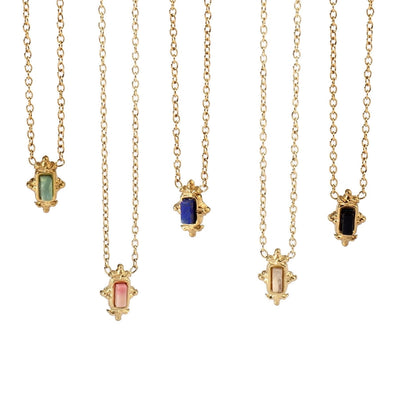 Jewelry Retro French Style Simple Style Geometric Titanium Steel Natural Stone 14K Gold Plated Plating Pendant Necklace