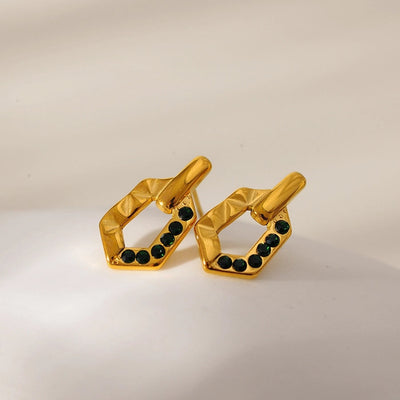 1 Pair Elegant Vintage Style Geometric 304 Stainless Steel Zircon Ear Studs