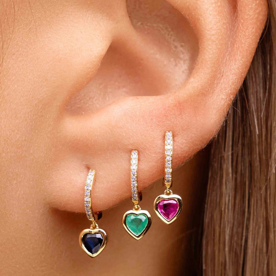 1 Pair IG Style Shiny Heart Shape Inlay Copper Zircon Gold Plated Drop Earrings