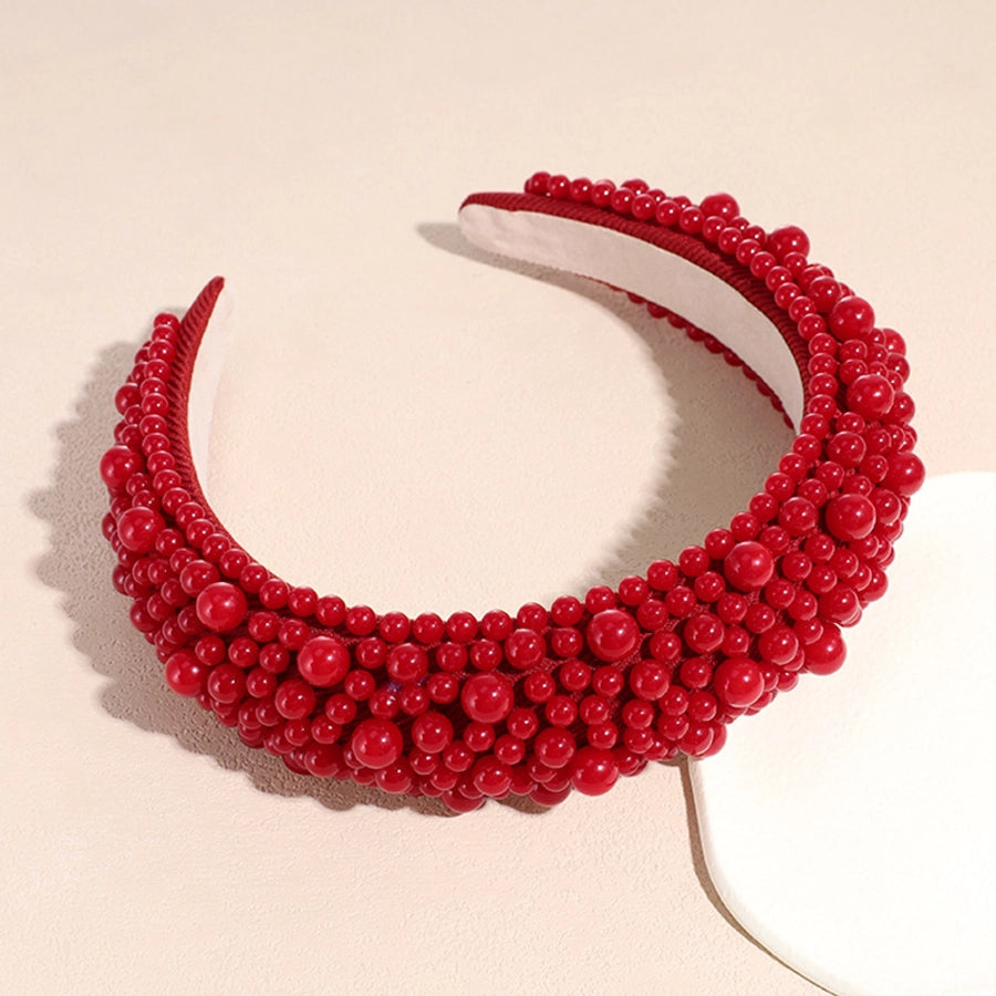 fashion solid color imitation pearl inlay pearl hair band 1 piece