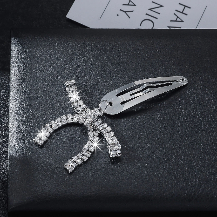 Women's IG Style Shiny Moon Bow Knot Rhinestone Pearl Inlay Rhinestones Hair Clip