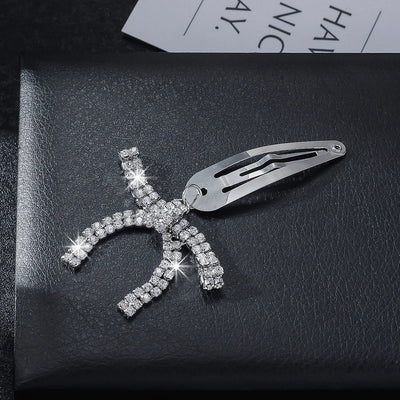 Women's IG Style Shiny Moon Bow Knot Rhinestone Pearl Inlay Rhinestones Hair Clip