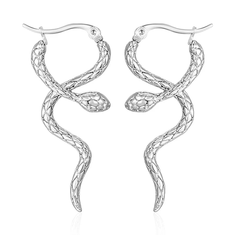 1 Pair IG Style Snake 304 Stainless Steel Earrings
