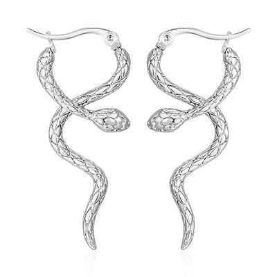 1 Pair IG Style Snake 304 Stainless Steel Earrings