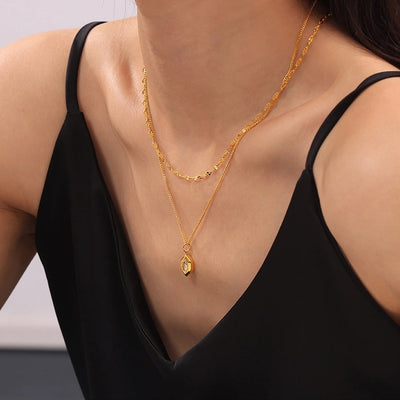 Jewelry Simple Style Korean Style Hexagon 304 Stainless Steel 18K Gold Plated Plating Pendant Necklace Necklace