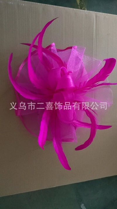 boutique mesh head flower feather accessories top hat hairpin bridal