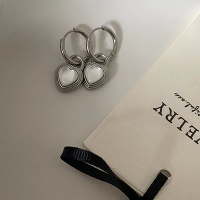 Jewelry Elegant Heart Shape Titanium Steel Opal Inlay Jewelry Set