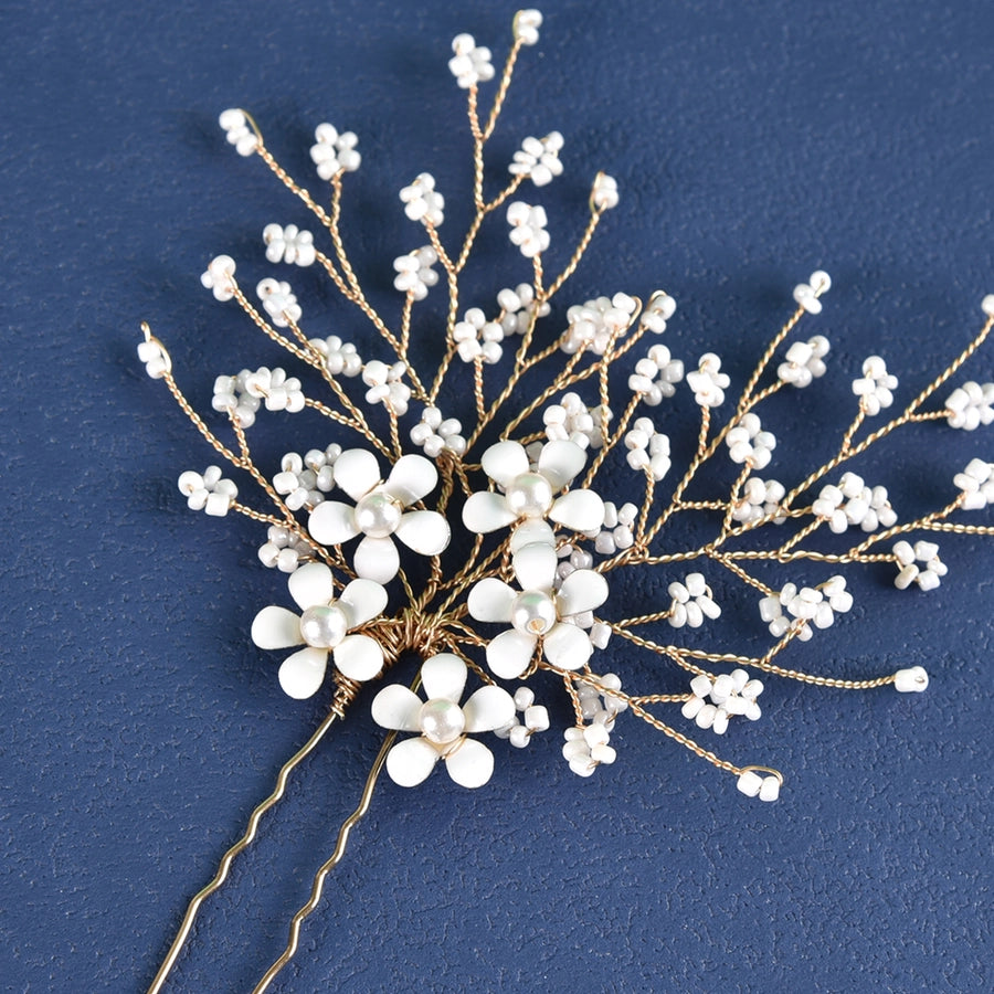 women's simple style flower artificial pearl alloy inlay zircon hairpin