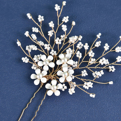 women's simple style flower artificial pearl alloy inlay zircon hairpin