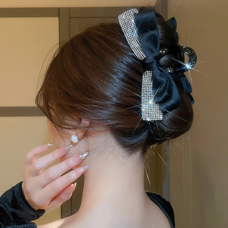 Women's Simple Style Classic Style Bow Knot Arylic Inlay Zircon Hair Claws