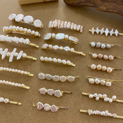 retro geometric freshwater pearl hair clip