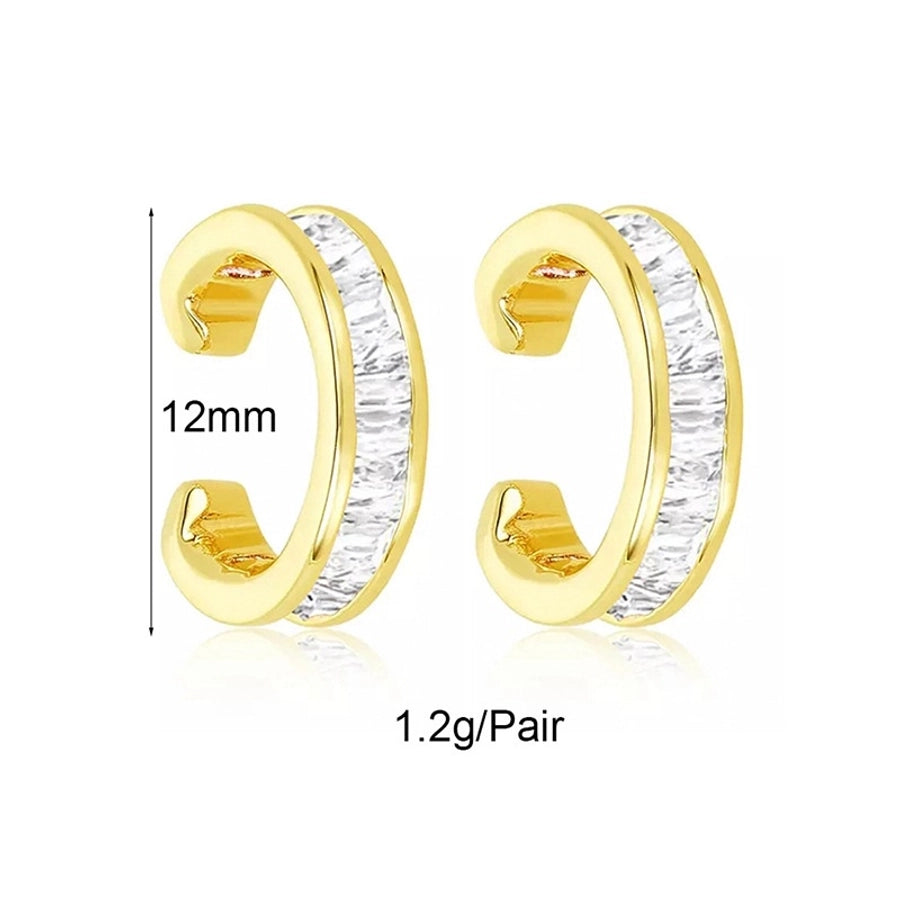 1 Pair Casual Simple Style Geometric Copper Zircon 24K Gold Plated Ear Cuffs