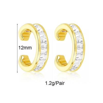 1 Pair Casual Simple Style Geometric Copper Zircon 24K Gold Plated Ear Cuffs