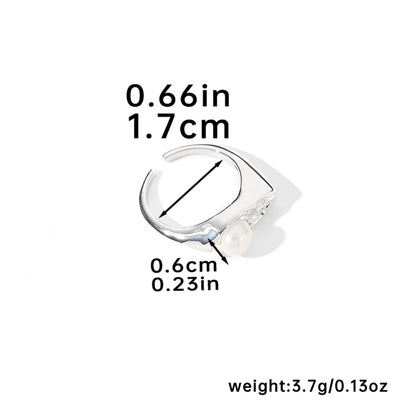 Jewelry Elegant Pearl Freshwater Pearl Copper Freshwater Pearl 18K Gold Plated Palladium White K Open Rings