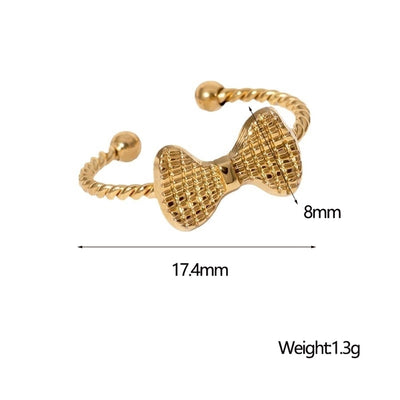 Jewelry Sweet Simple Style IG Style Bow Knot 304 Stainless Steel 18K Gold Plated Stainless Steel Rings